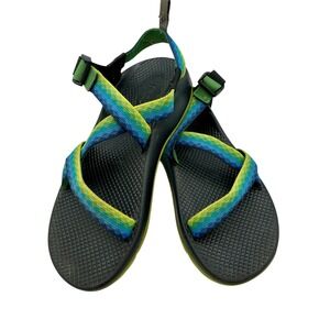 Chaco Women's Z/Cloud‎ Sandals Size 6 Green Blue Yellow Strappy Comfort Hiking